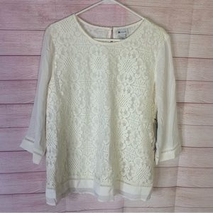 Stylus Beautiful‎ Ivory Lace Blouse NWT Size Large